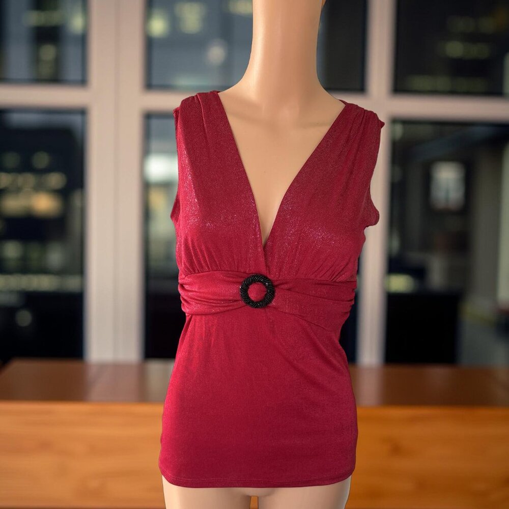Red Sparkly Top by Razzle Dazzle Size Small Y2K